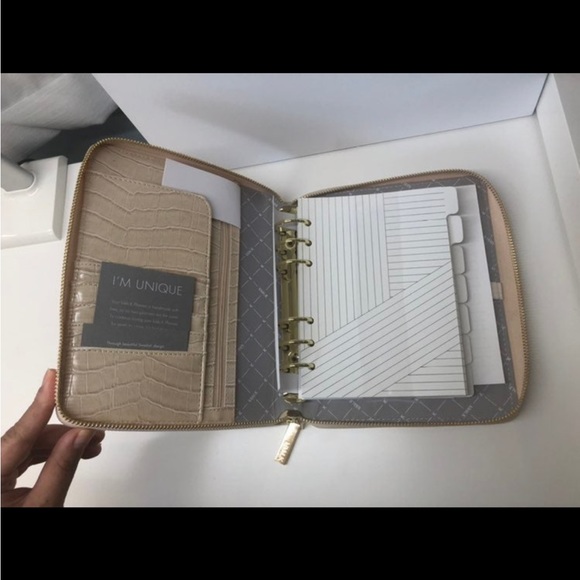Kikki.K B6 Beige Croco Leather Zippered Planner - Picture 4 of 11